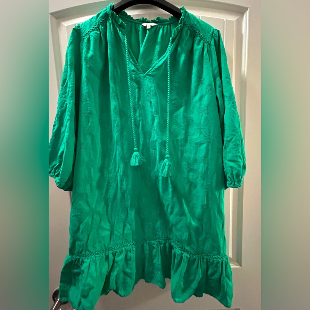 crown & ivy Green Midi Dress with Tassel Tie